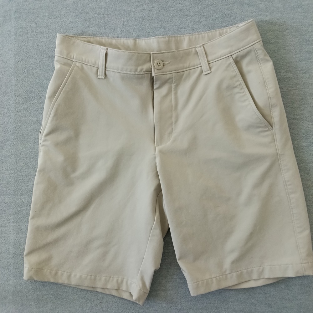 Under Armour Mens Tan Khaki Golf Shorts Size 32 Performance Flat Front Active